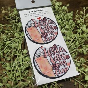 Inspirational Car Coaster Set - Pink and Black